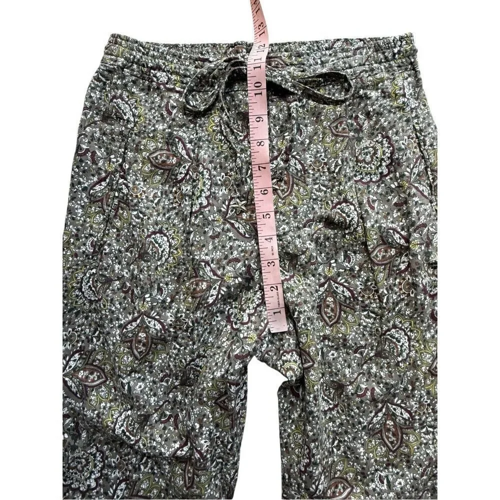 ZARA Floral Print Linen/Cotton Blend Pants Size XS